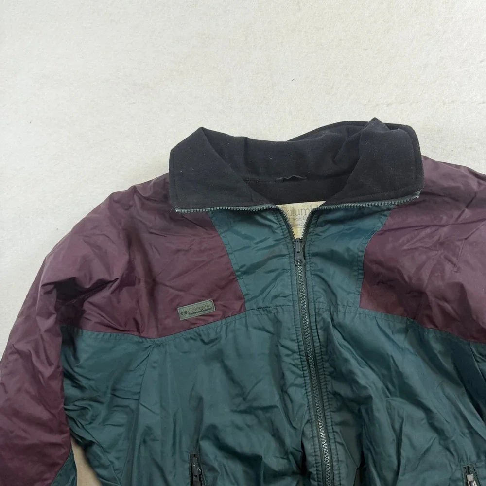 Vintage Columbia Sportswear Colorblock Bomber Jacket Teal Burgundy Mens L 90s